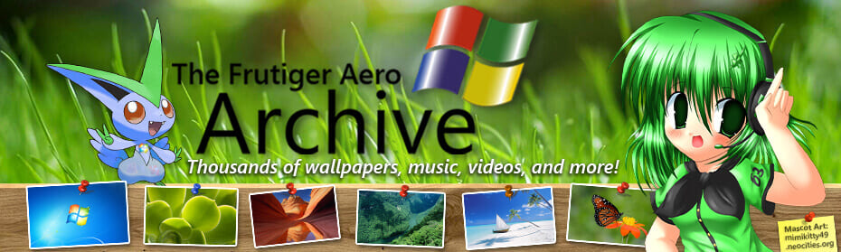 Frutiger Aero banner with green glass and bubbles